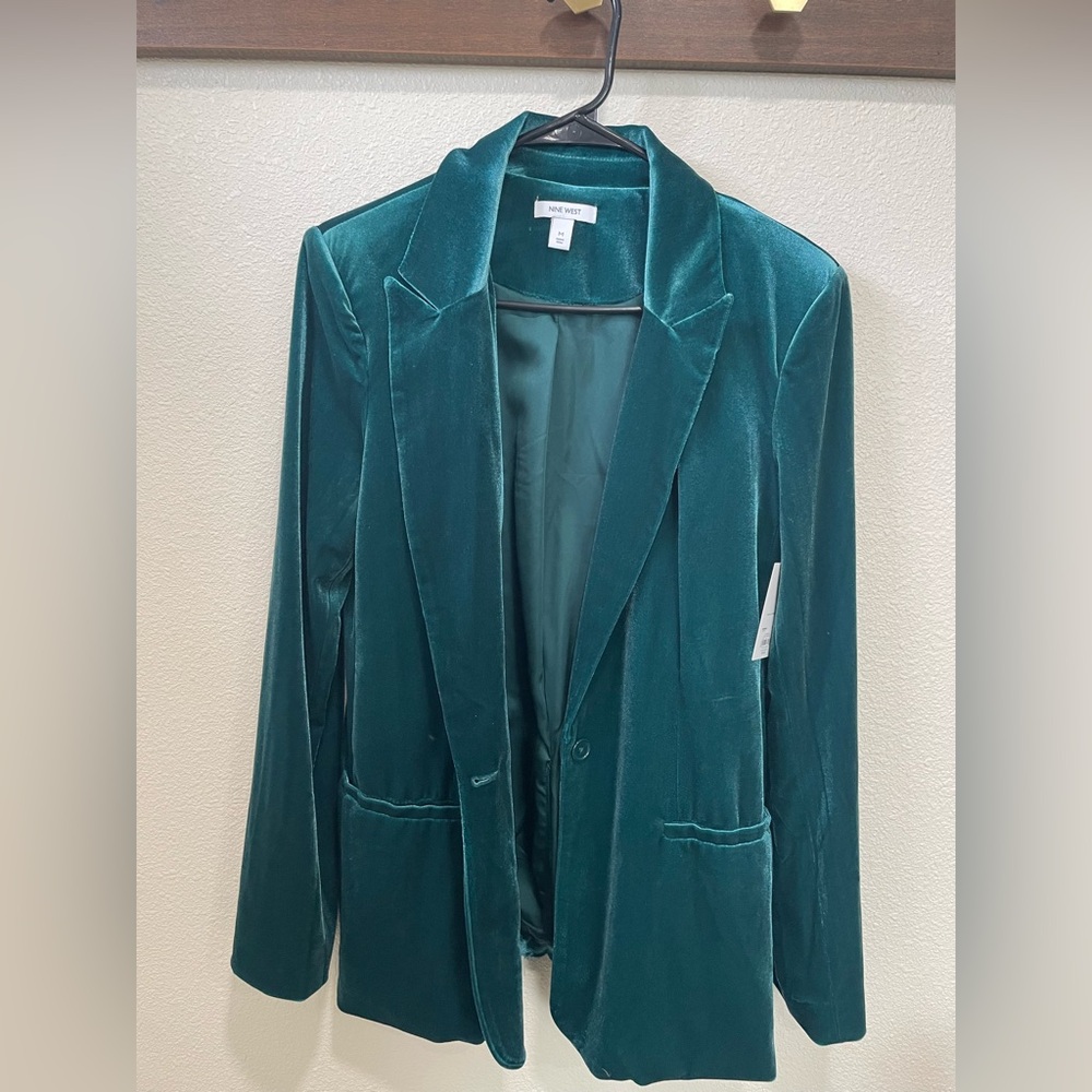 Nine West Emerald Green Velvet Blazer